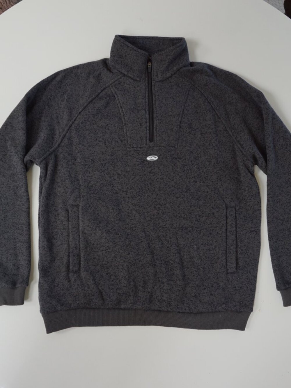 Quicksilver Grey Marled Half Zip Up Fleece Sweatshirt M